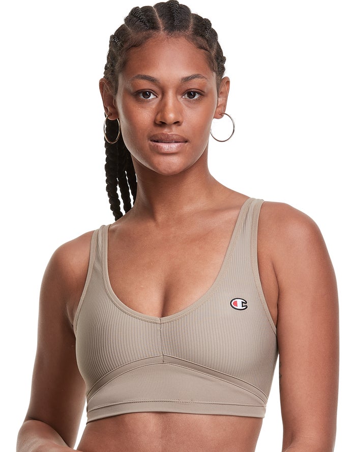 Champion Tanktop Dames - Olijfgroen - Ribbed Cropped ( 783025-ADC )